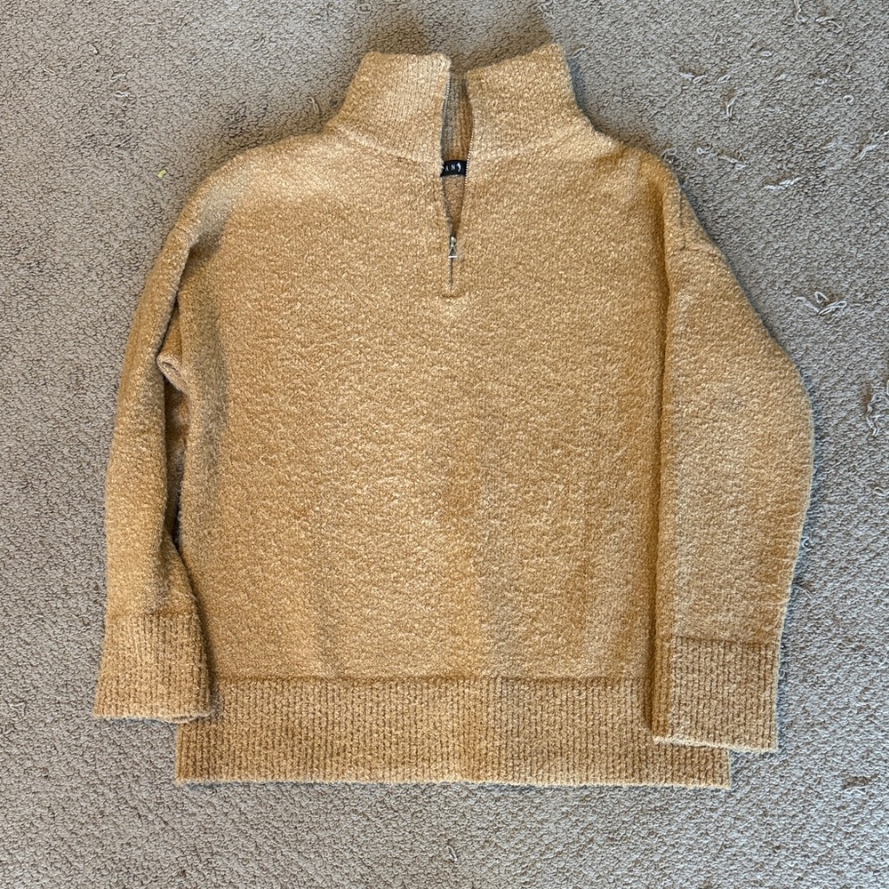 Women's Tan Zip-Up Sweater